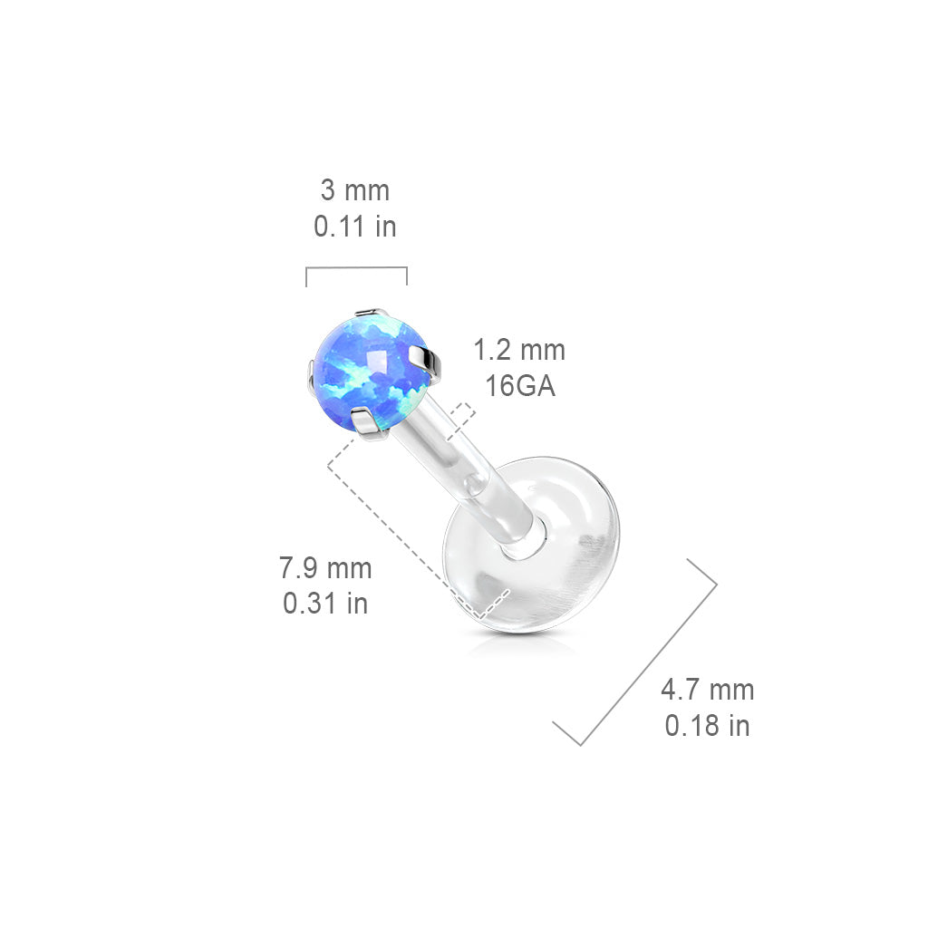 Acrylic Threadless Prong Set Opal Top Labret Combo
