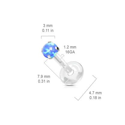 Acrylic Threadless Prong Set Opal Top Labret Combo