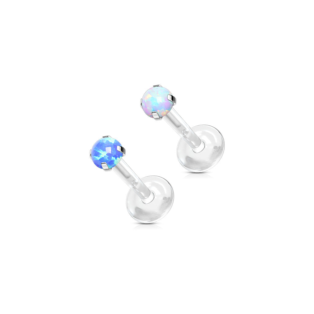 Acrylic Threadless Prong Set Opal Top Labret Combo
