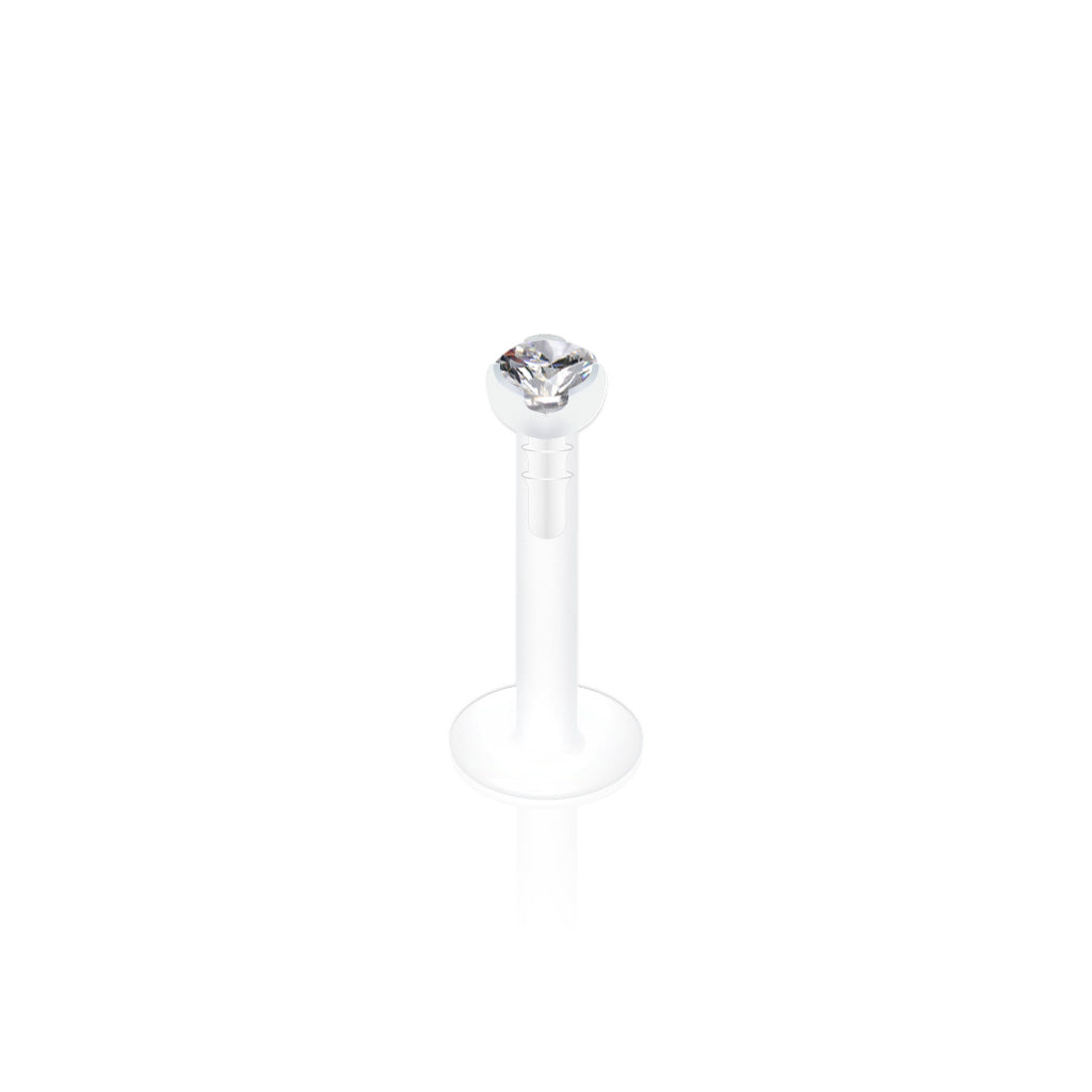 Acrylic Threadless 2mm Gem in Clear Prong Labret Combo
