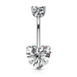 Surgical Steel Internally Threaded Double Heart Prong Belly Banana