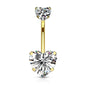 Surgical Steel Internally Threaded Double Heart Prong Belly Banana