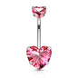 Surgical Steel Internally Threaded Double Heart Prong Belly Banana