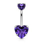Surgical Steel Internally Threaded Double Heart Prong Belly Banana