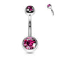 Surgical Steel Internally Threaded Double Jewel Standard Belly Banana