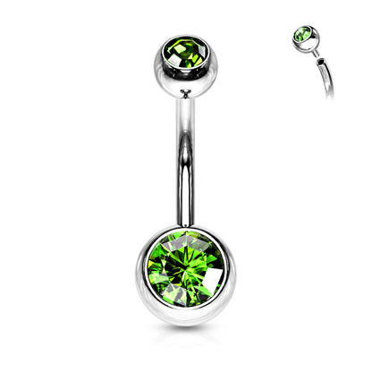 Surgical Steel Internally Threaded Double Jewel Standard Belly Banana