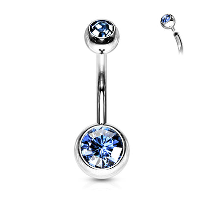 Surgical Steel Internally Threaded Double Jewel Standard Belly Banana