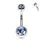 Surgical Steel Internally Threaded Double Jewel Standard Belly Banana