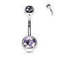 Surgical Steel Internally Threaded Double Jewel Standard Belly Banana