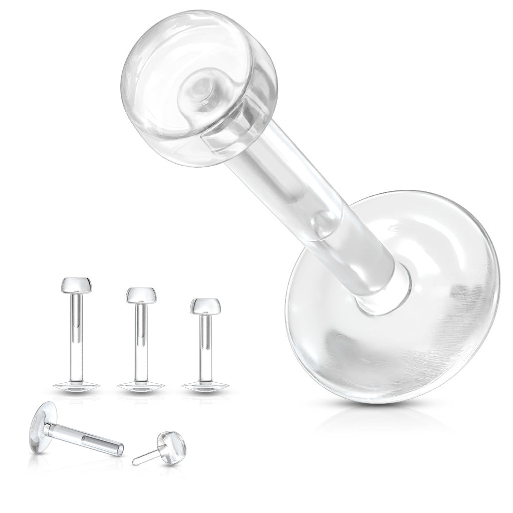 Acrylic Clear Threadless Labret Retainer Combo