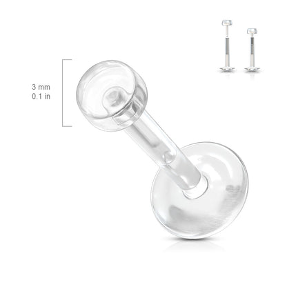 Acrylic Clear Threadless Labret Retainer Combo