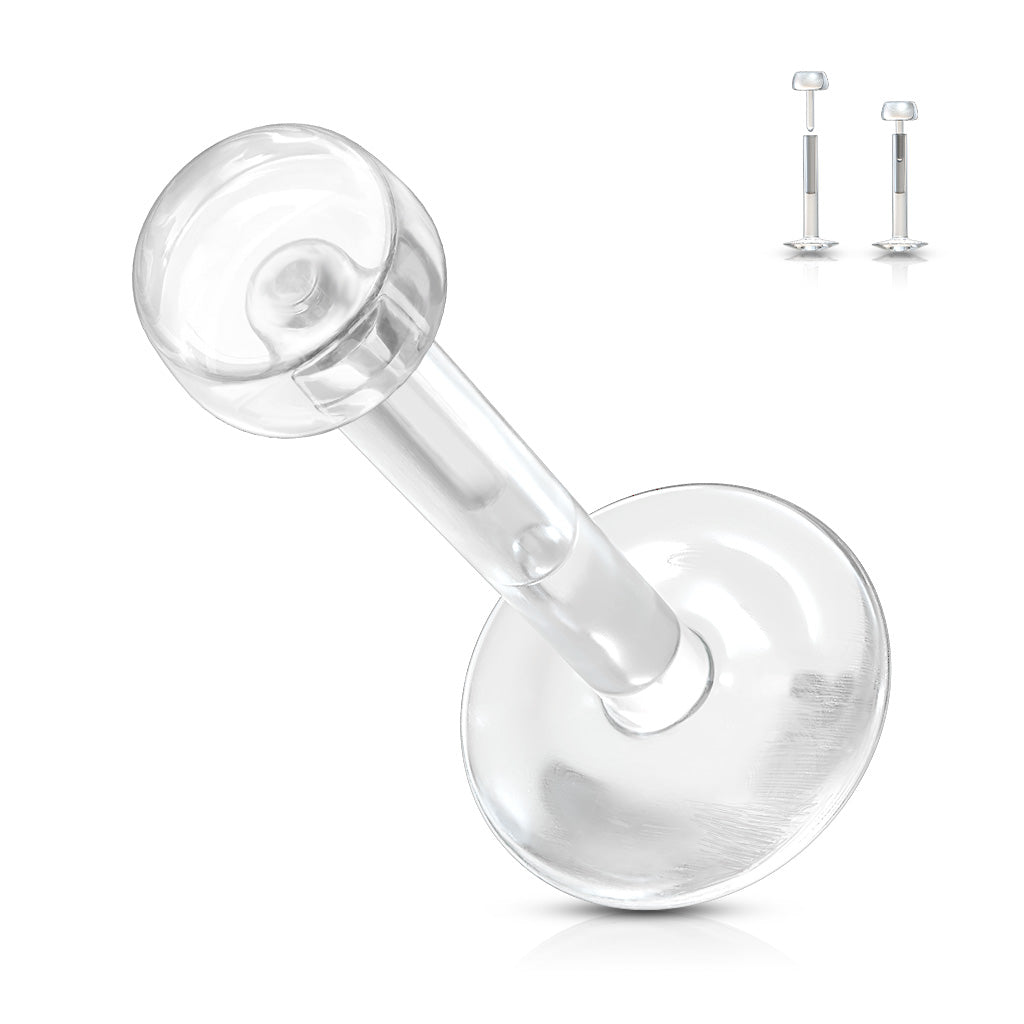 Acrylic Clear Threadless Labret Retainer Combo