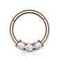 Surgical Steel Hinged Ring with Front Facing Prong Clasp 3 Gems