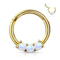 Surgical Steel Hinged Ring with Front Facing Prong Clasp 3 Opals