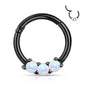 Surgical Steel Hinged Ring with Front Facing Prong Clasp 3 Opals