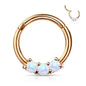 Surgical Steel Hinged Ring with Front Facing Prong Clasp 3 Opals