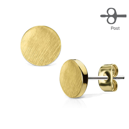 Brushed Finish Plain Circle Surgical Steel Earrings