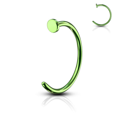 Surgical Steel Nostril Hoop w/ Flat Top Stopper