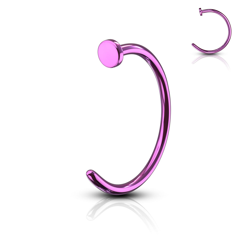 Surgical Steel Nostril Hoop w/ Flat Top Stopper