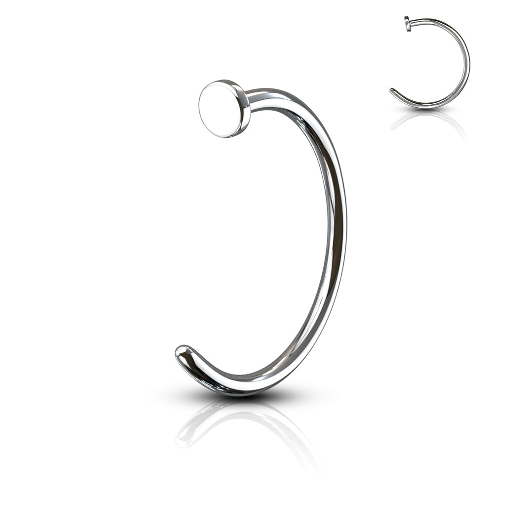 Surgical Steel Nostril Hoop w/ Flat Top Stopper