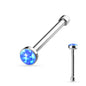 Surgical Steel Nostril Bone Straight Stud w/ Opal Bezel
