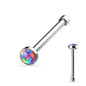 Surgical Steel Nostril Bone Straight Stud w/ Opal Bezel