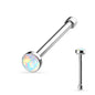Surgical Steel Nostril Bone Straight Stud w/ Opal Bezel