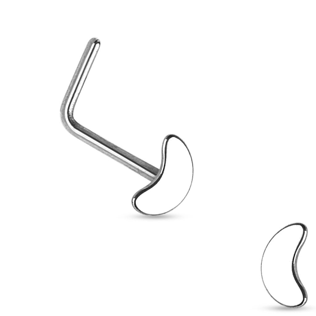 Surgical Steel L Bend Nostril Stud with Crescent Moon Top