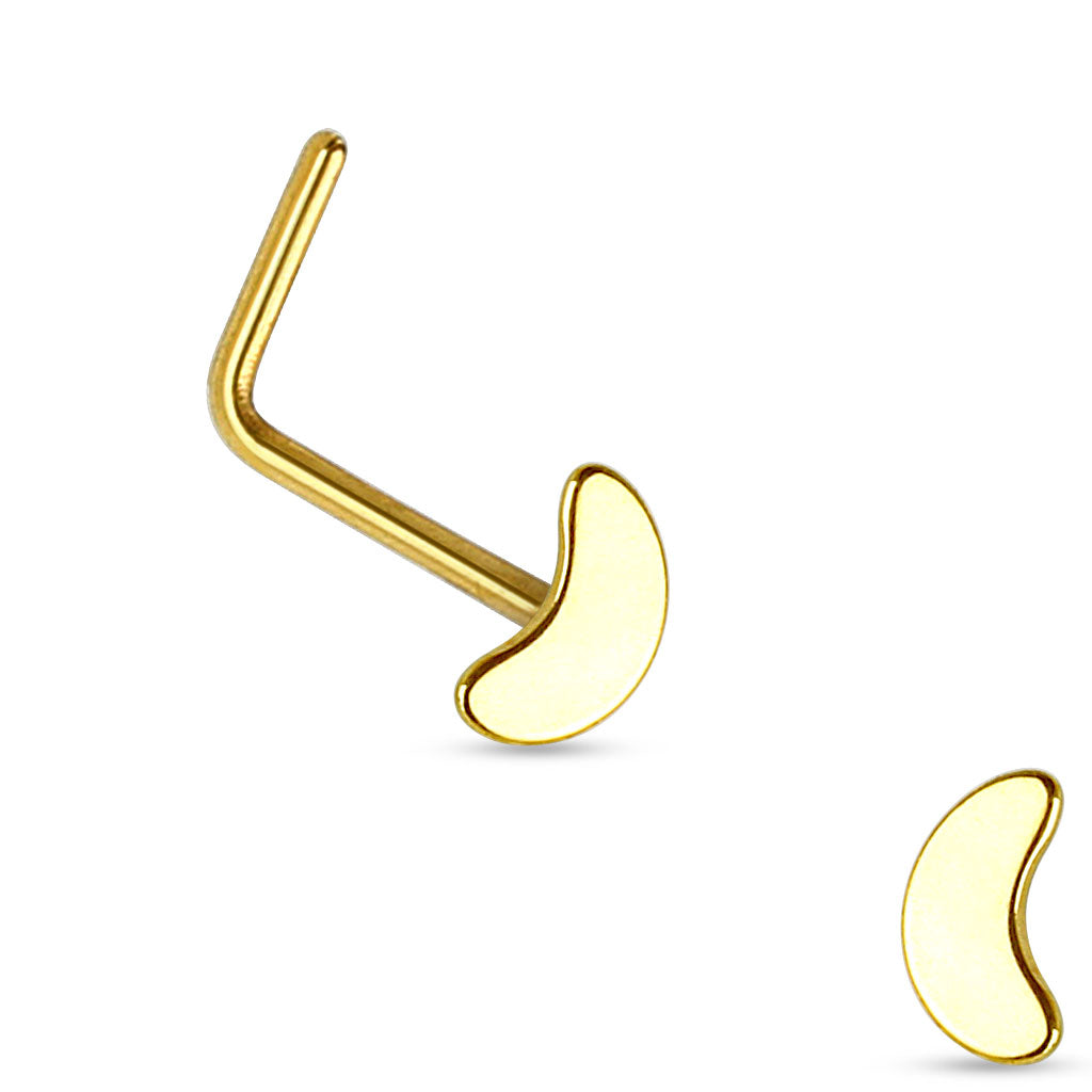 Surgical Steel L Bend Nostril Stud with Crescent Moon Top