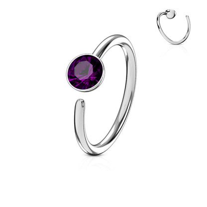 Surgical Steel Annealed Single Gem End Nostril Ring