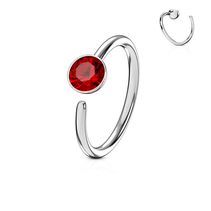 Surgical Steel Annealed Single Gem End Nostril Ring