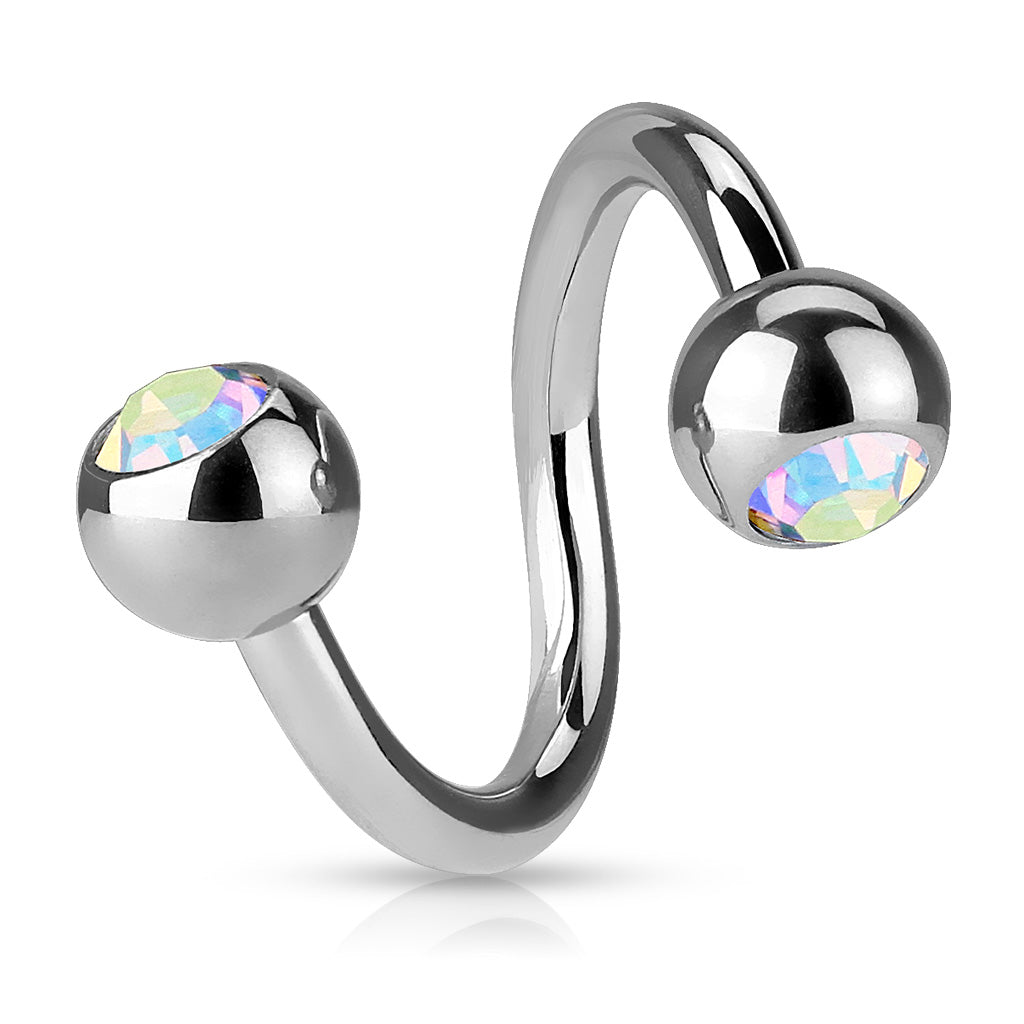 Surgical Steel Externally Threaded Twists w/ Jeweled Balls