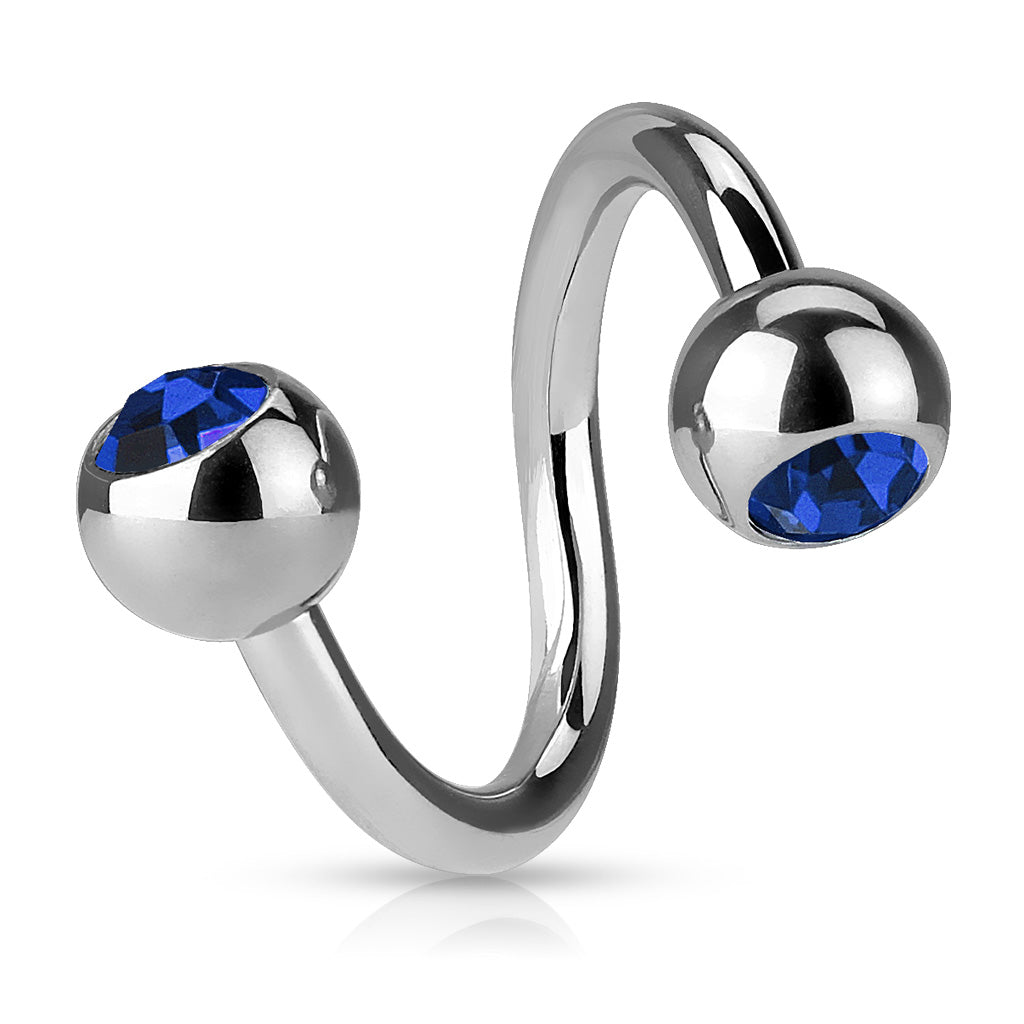 Surgical Steel Externally Threaded Twists w/ Jeweled Balls