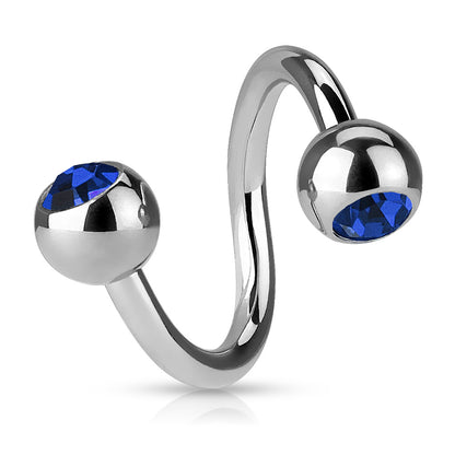 Surgical Steel Externally Threaded Twists w/ Jeweled Balls