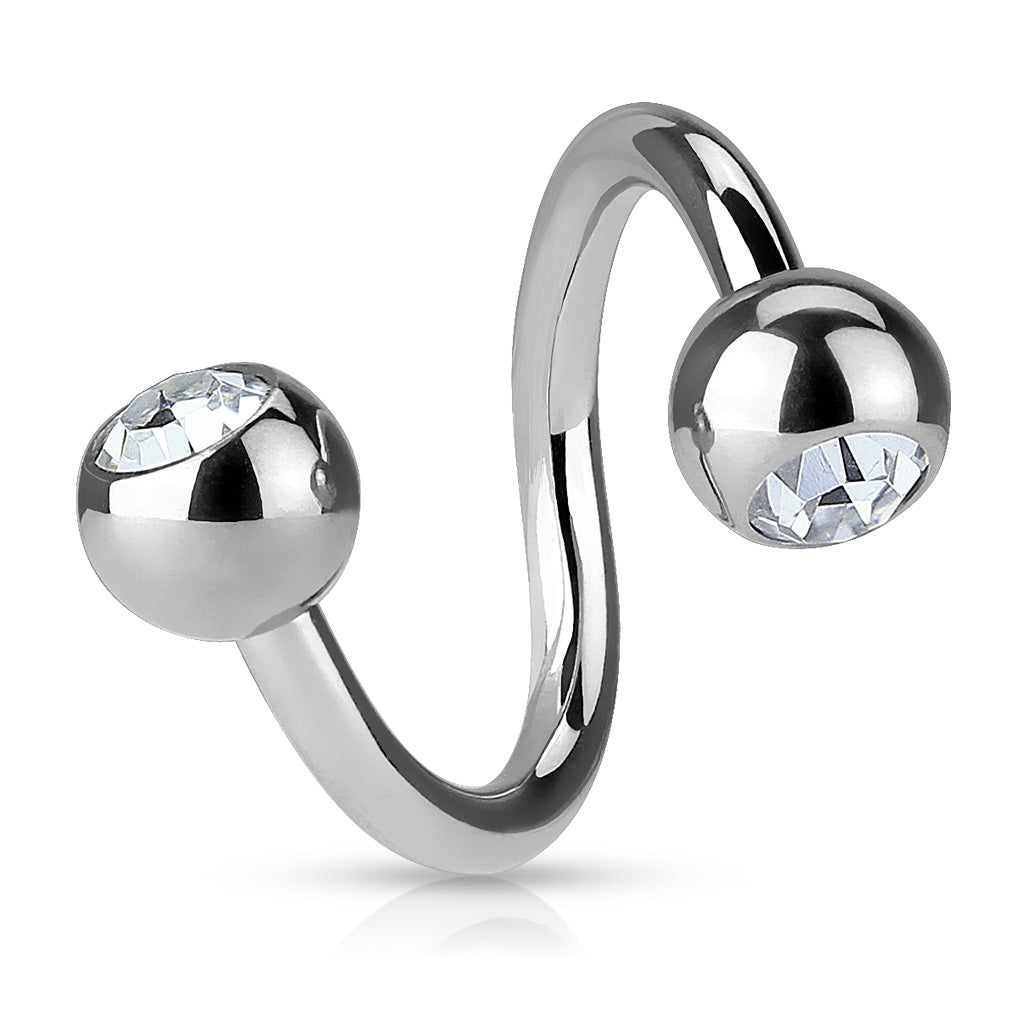 Surgical Steel Externally Threaded Twists w/ Jeweled Balls