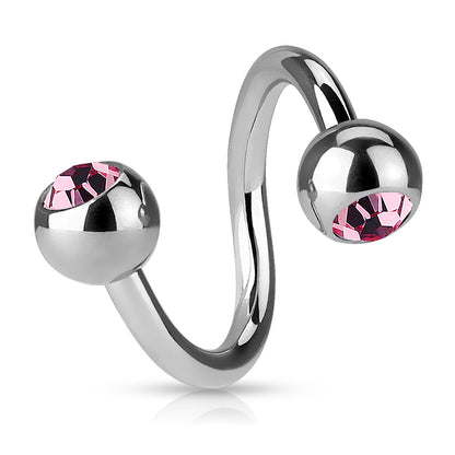 Surgical Steel Externally Threaded Twists w/ Jeweled Balls