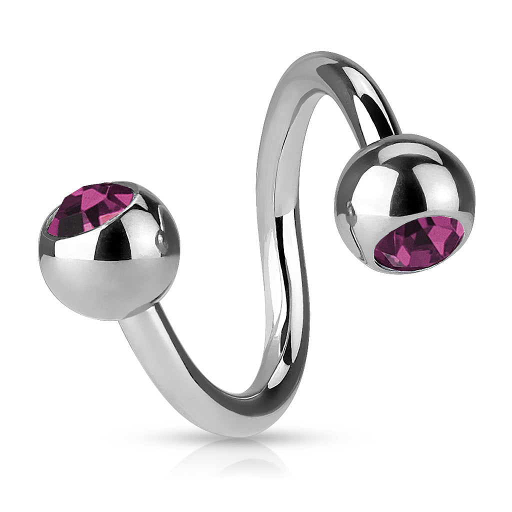 Surgical Steel Externally Threaded Twists w/ Jeweled Balls