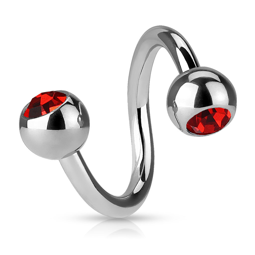 Surgical Steel Externally Threaded Twists w/ Jeweled Balls