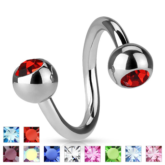 Surgical Steel Twists with Jeweled External Thread Balls