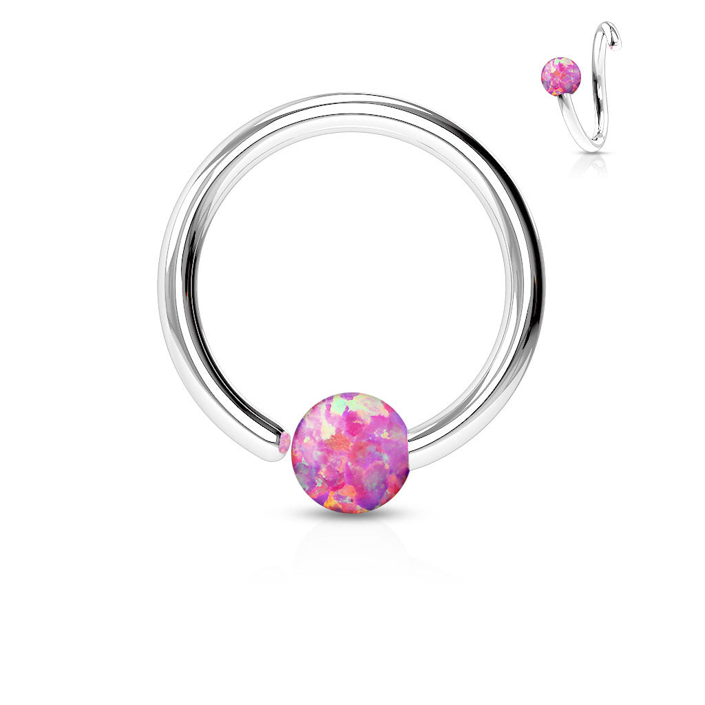 Surgical Steel Annealed CBR Fixed One Side Opal (CLEARANCE)