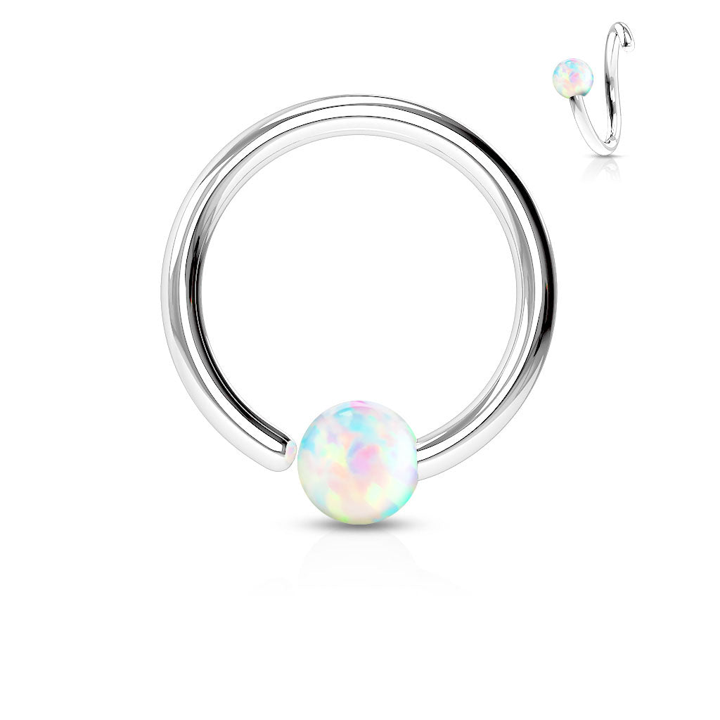 Surgical Steel Annealed CBR Fixed One Side Opal (CLEARANCE)