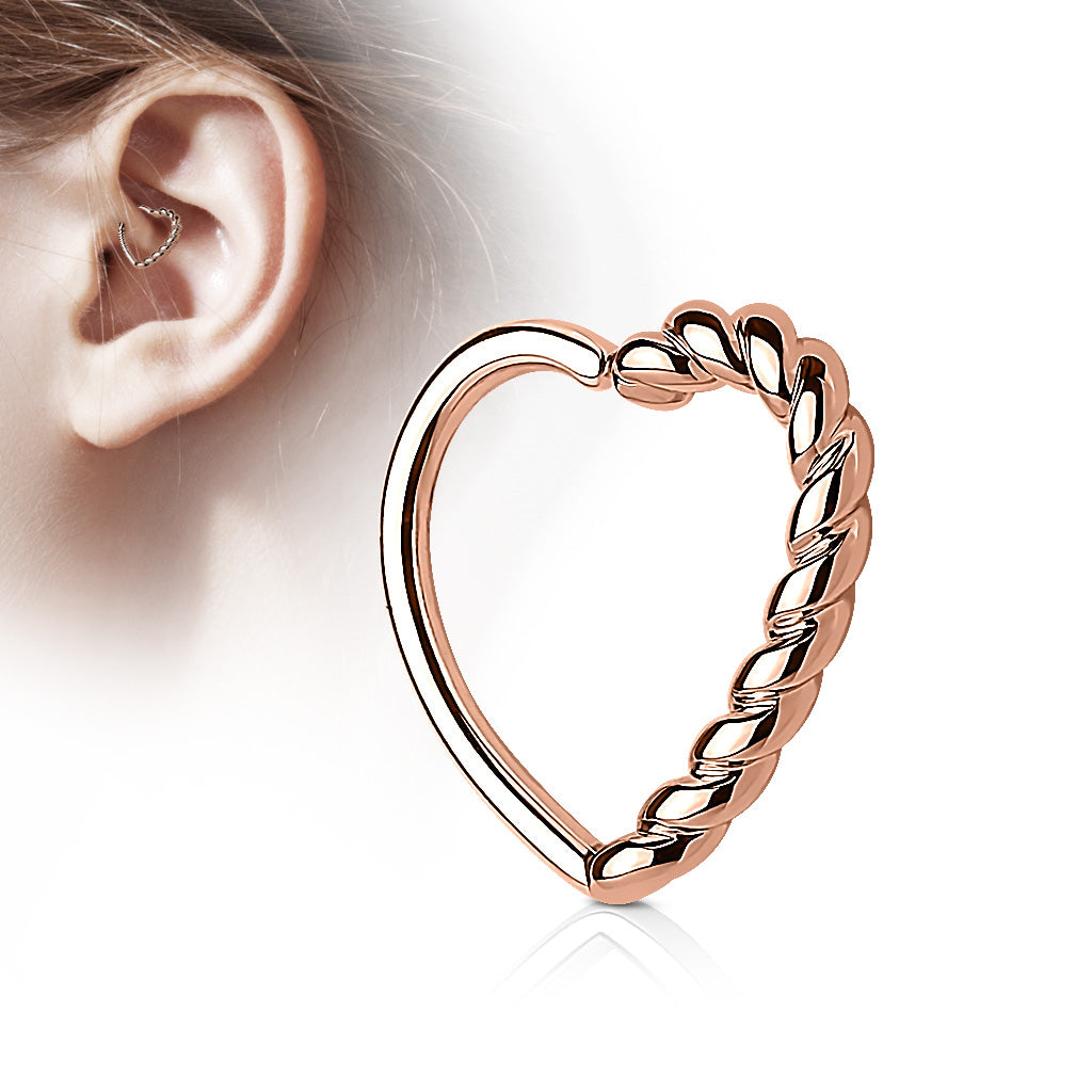 Annealed Surgical Steel/Brass Half Braided Heart (Reversible) 16G 10mm (CLEARANCE)