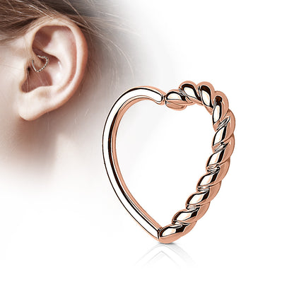 Annealed Surgical Steel/Brass Half Braided Heart (Reversible) 16G 10mm (CLEARANCE)