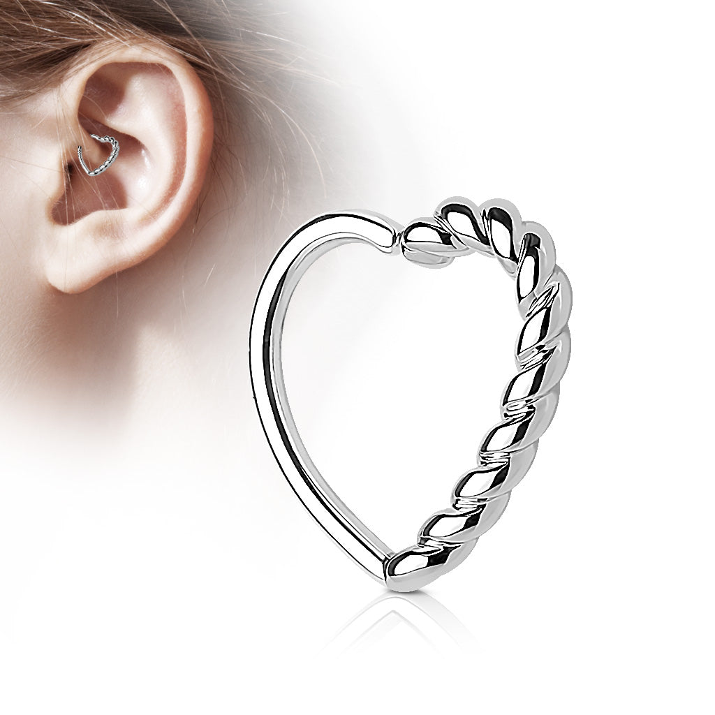 Annealed Surgical Steel/Brass Half Braided Heart (Reversible) 16G 10mm (CLEARANCE)
