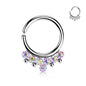 Surgical Steel Annealed Ring with 7 Front Facing Bezel Gem & Beads (CLEARANCE)