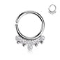 Surgical Steel Annealed Ring with 7 Front Facing Bezel Gem & Beads (CLEARANCE)