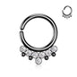 Surgical Steel Annealed Ring with 7 Front Facing Bezel Gem & Beads (CLEARANCE)