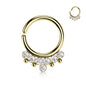 Surgical Steel Annealed Ring with 7 Front Facing Bezel Gem & Beads (CLEARANCE)