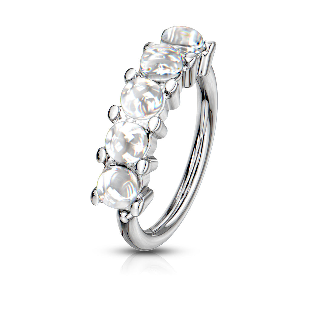 Surgical Steel Annealed 5 "Illuminating" Stone Ring (CLEARANCE)