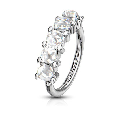 Surgical Steel Annealed 5 "Illuminating" Stone Ring (CLEARANCE)
